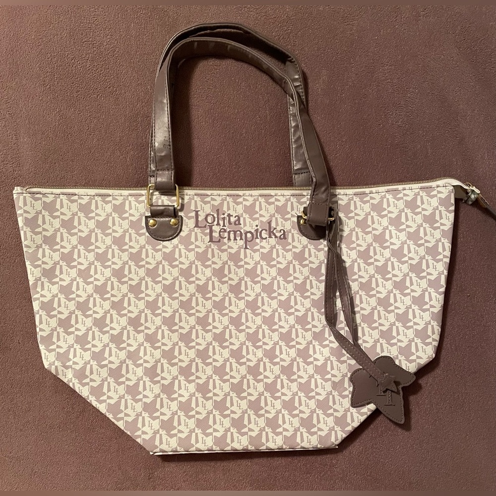 Lolita Lempicka Cream & Mauve Tote Bag NWOT